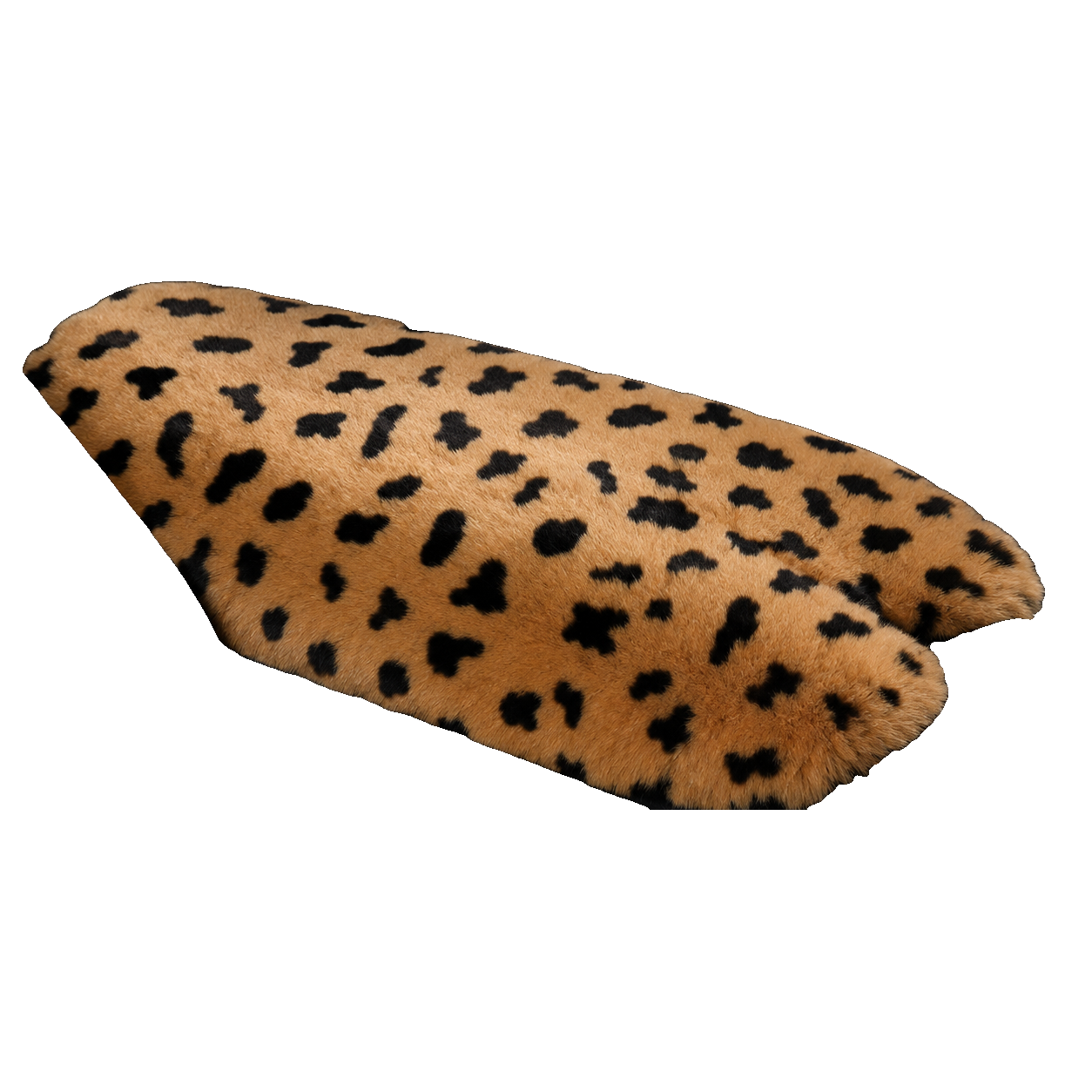 Leopard Print genuine Rex rabbit fur center console armrest pad on transparent background