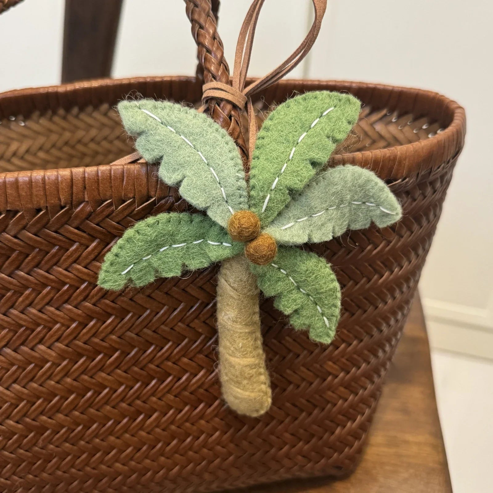 palm tree handmade wool felt bag charm