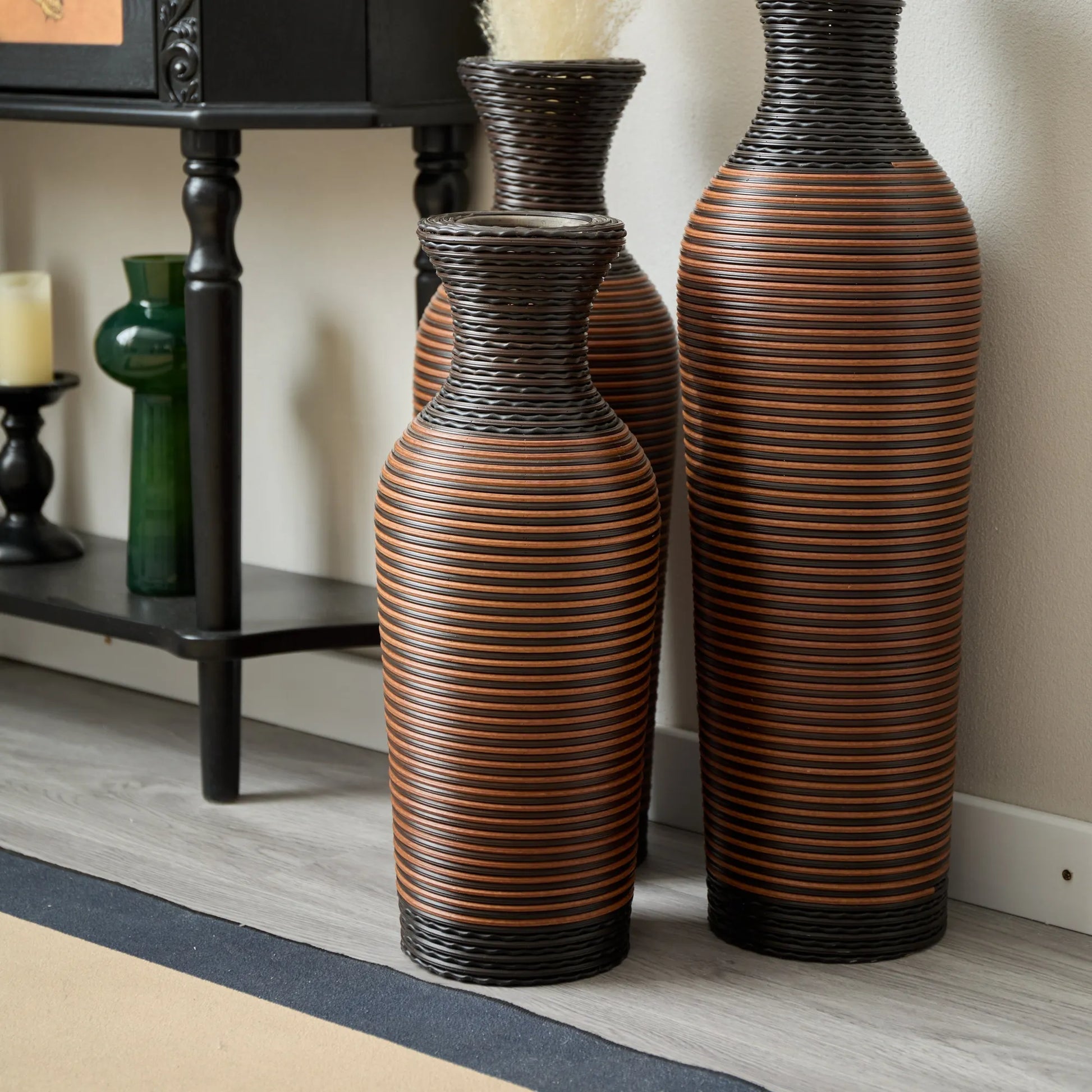 Desktop Vase, Brown Decorative Floor Vase, Classic and Neat Floor Vase, High Independent Flower Stand, Artificial Vine Vase, PVC Floor Vase, Home – view 22