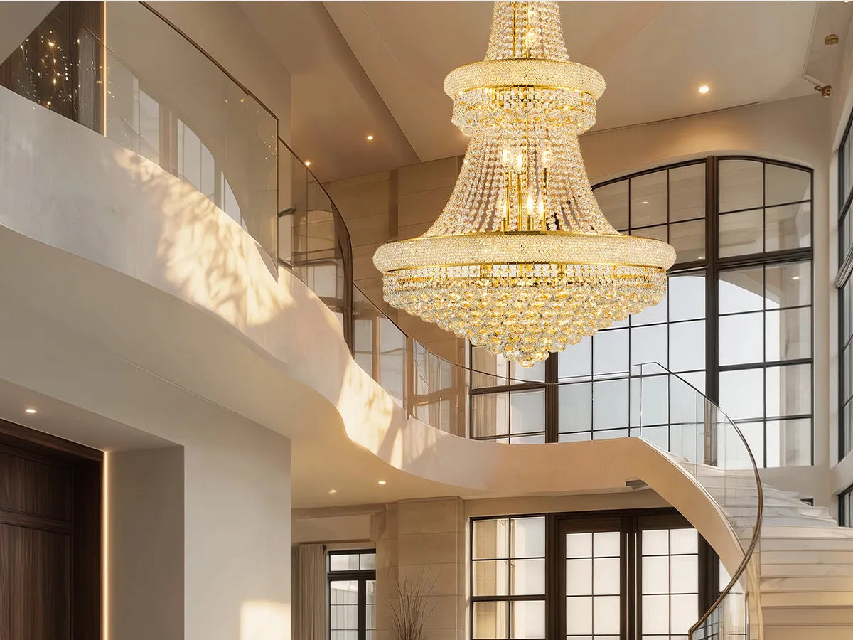 32-Inch Gold Crystal Chandelier, 27-Light French Empire Ceiling Light with LED Bulbs, Adjustable 59-Inch Chain, 3000K Warm Light, Ideal for Living – view 22