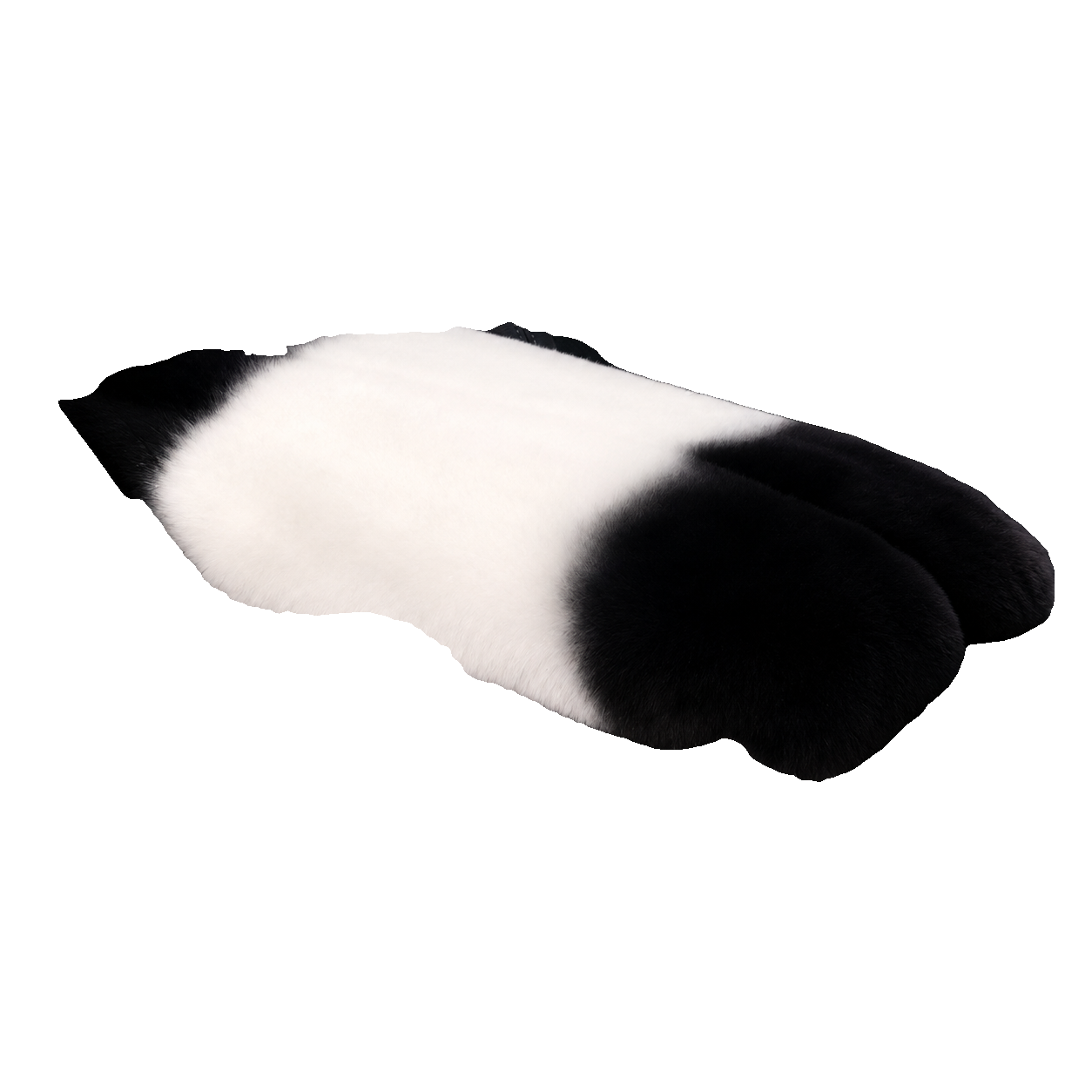 Black-to-White Ombre genuine Rex rabbit fur center console armrest pad on transparent background