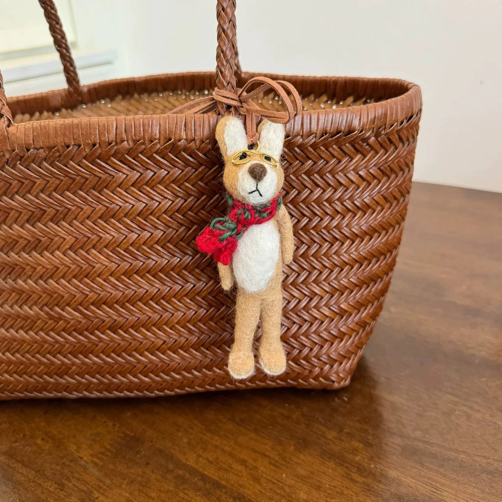 Long-eared rabbit wool felt charm