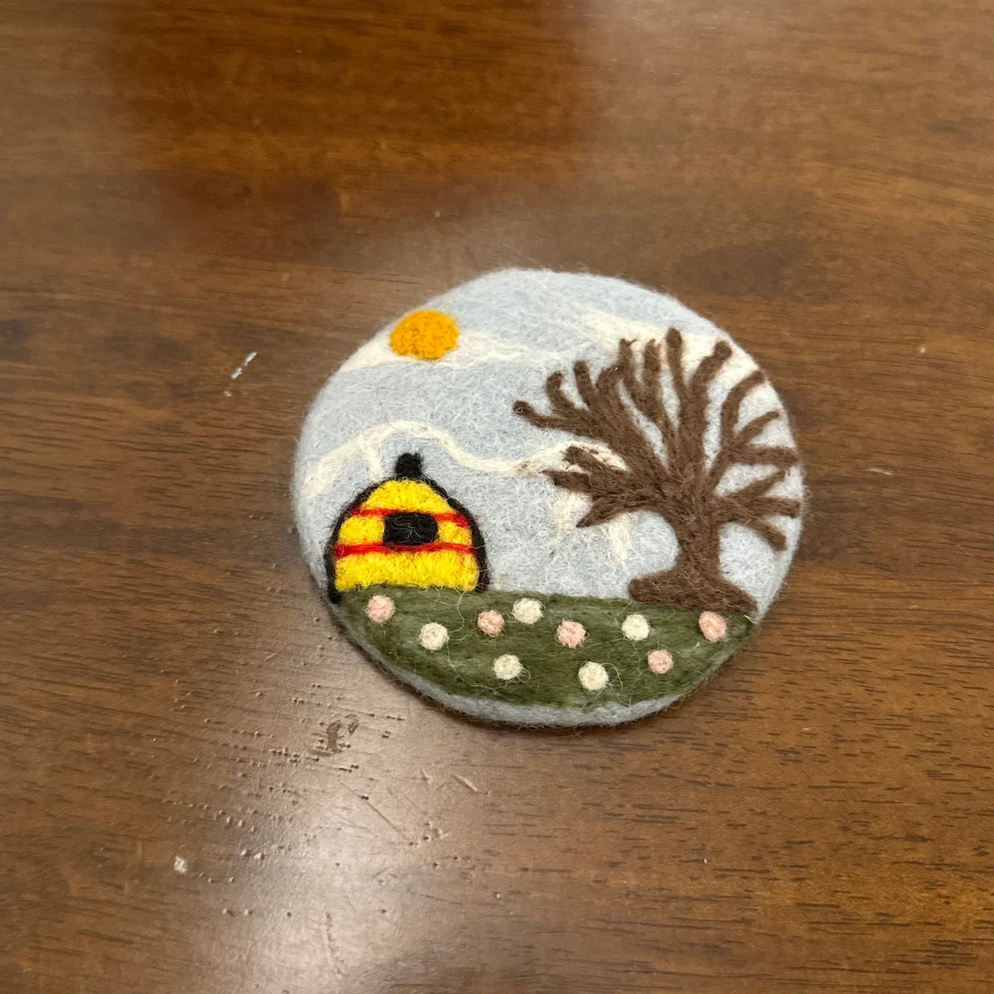 Handmade Under The Tree 10 cm Wool Felt Coaster