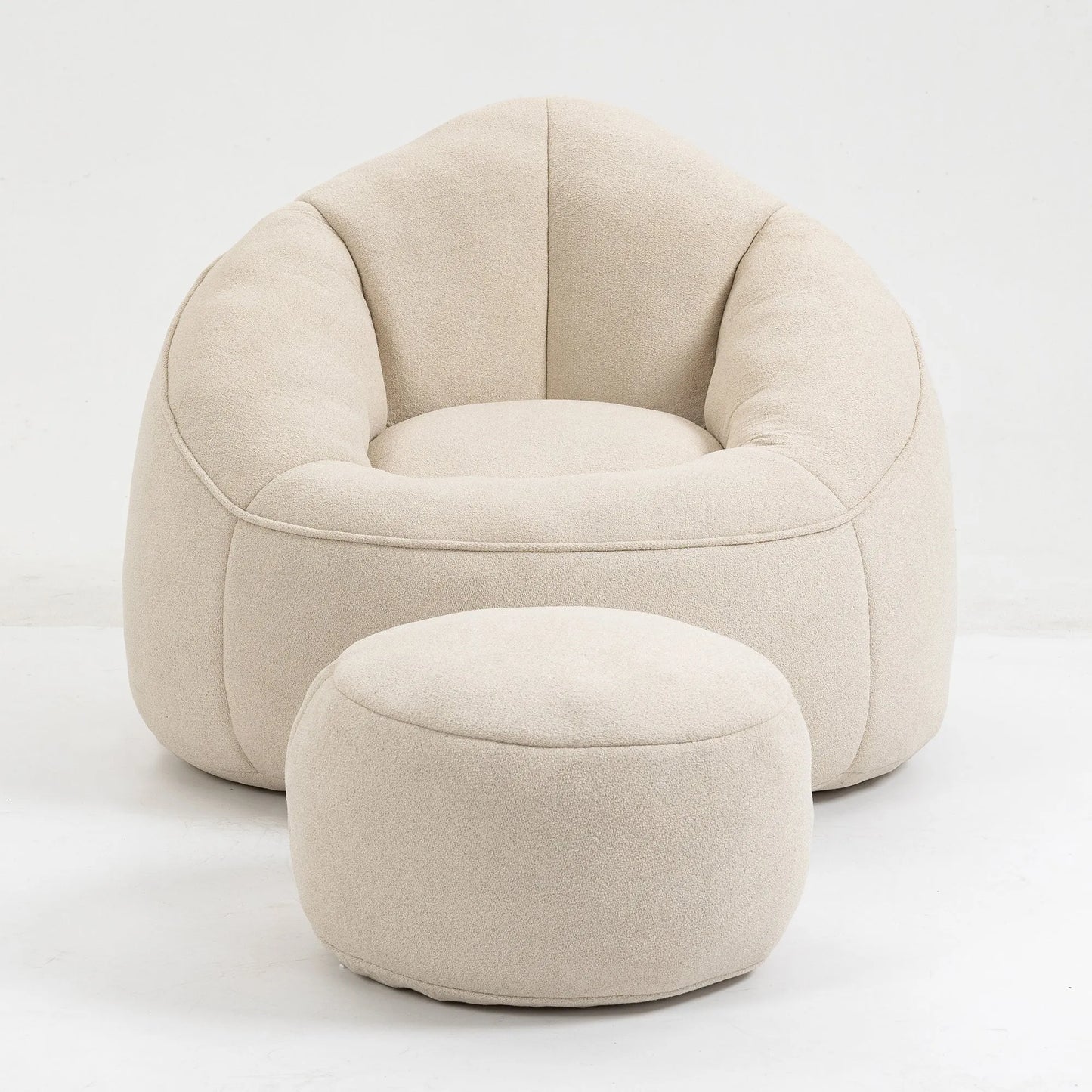 Bedding Bean Bag Sofa Chair with High-Pressure Foam and Footrest, Beige Microfiber – view 23