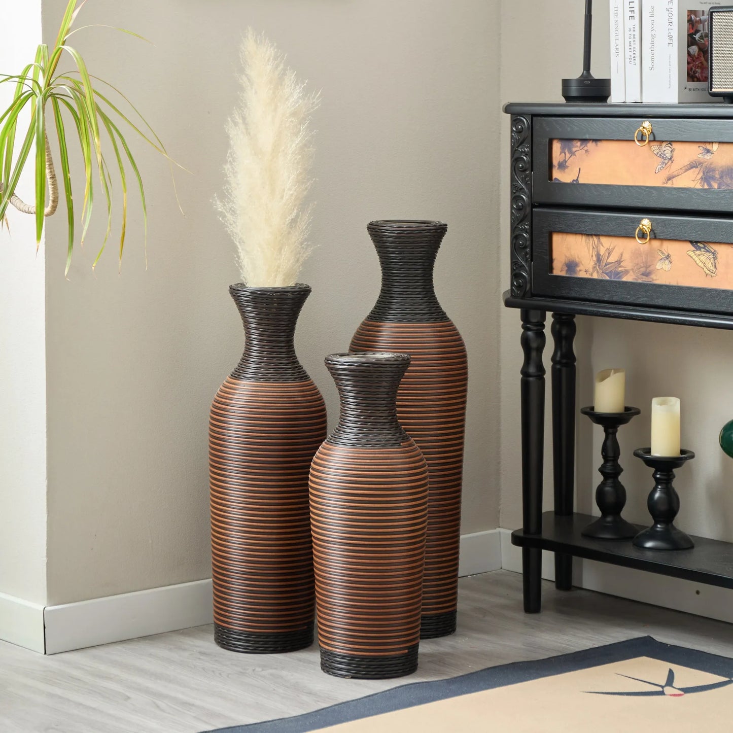 Desktop Vase, Brown Decorative Floor Vase, Classic and Neat Floor Vase, High Independent Flower Stand, Artificial Vine Vase, PVC Floor Vase, Home – view 23
