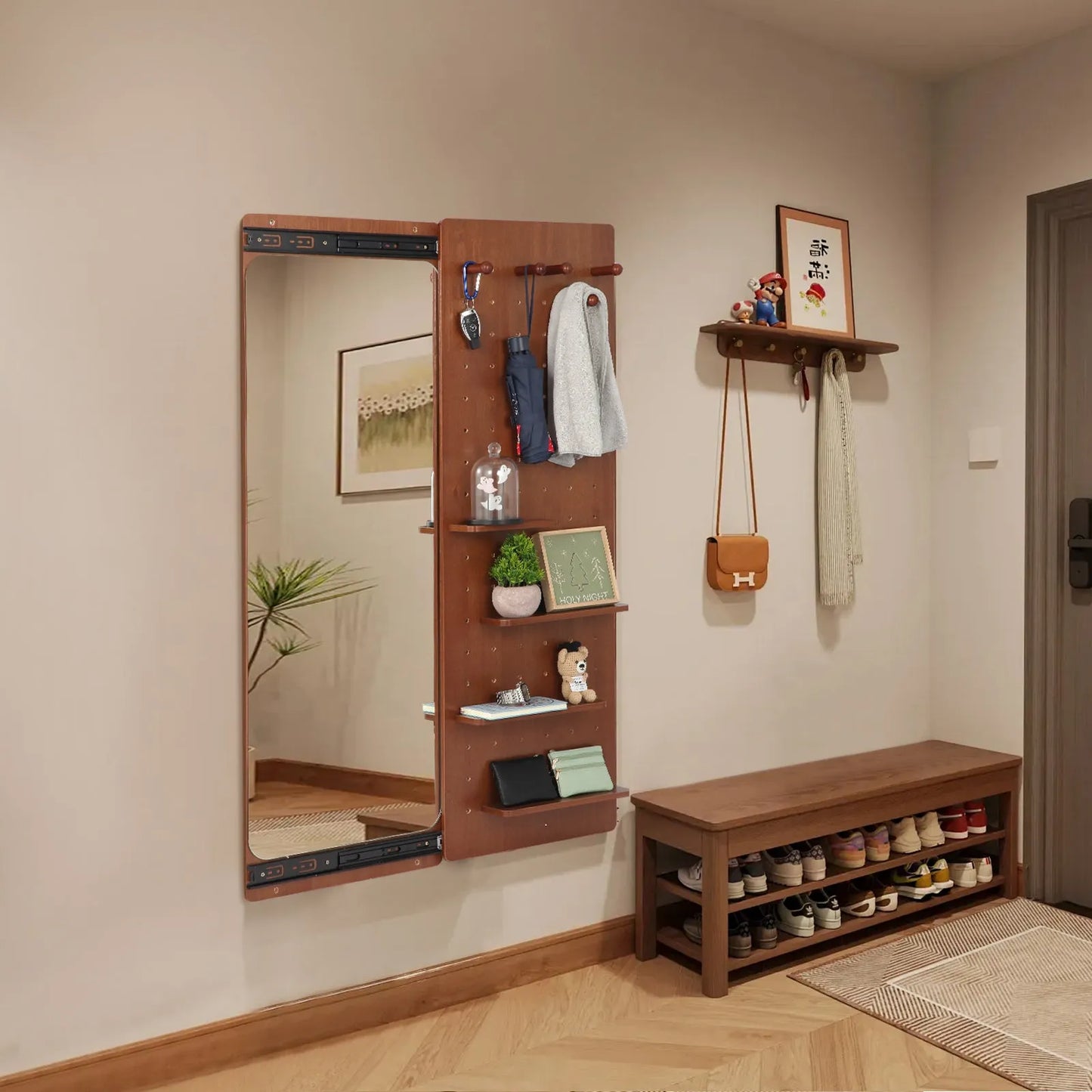 47.6 x 15.7 inch multi-functional design panel wall-mounted full-length mirror, space-saving, can be pushed and pulled. Suitable for bedroom/living – view 23