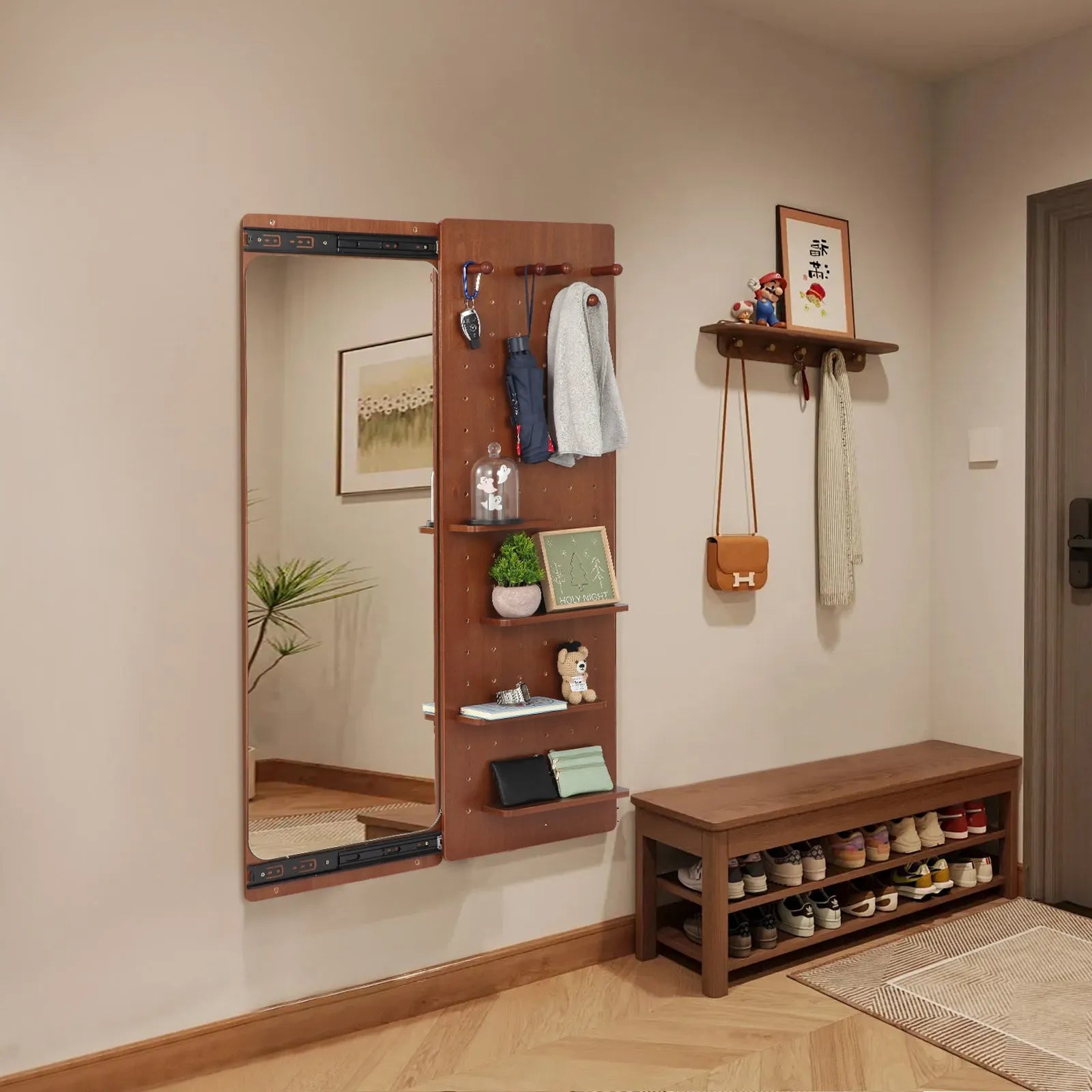 47.6 x 15.7 inch multi-functional design panel wall-mounted full-length mirror, space-saving, can be pushed and pulled. Suitable for bedroom/living – view 23