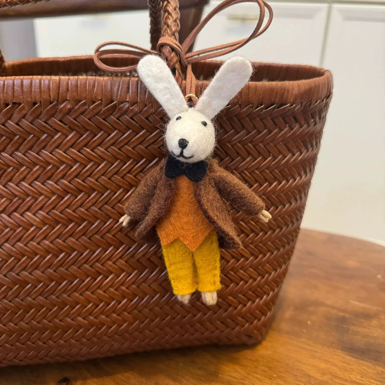 Gentleman rabbit wool felt charm