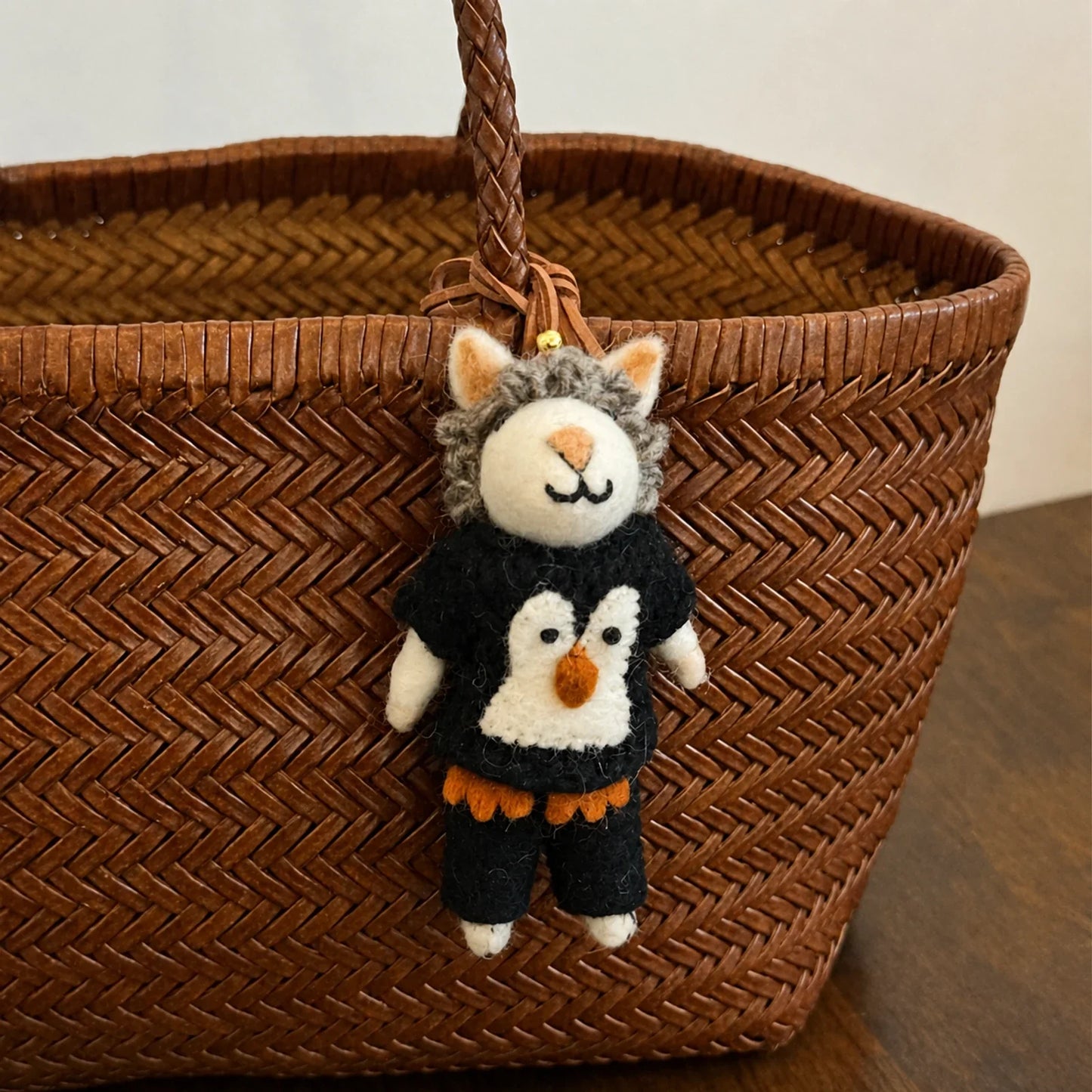 Handmade wool felt sheep bag charm – mr penguin sheep