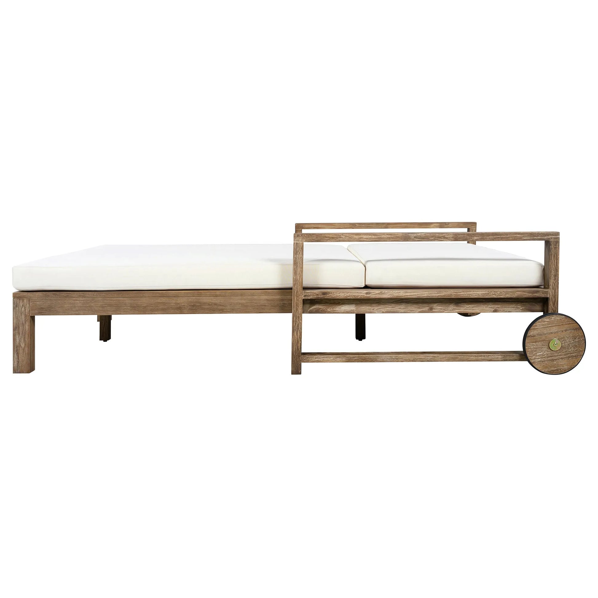 1-Piece Farmhouse-styled Wooden Outdoor Sunbed for Ultimate Relaxation Outdoor Daybed Seating 2 People for Poolside, Garden and Backyard (Beige) – view 24