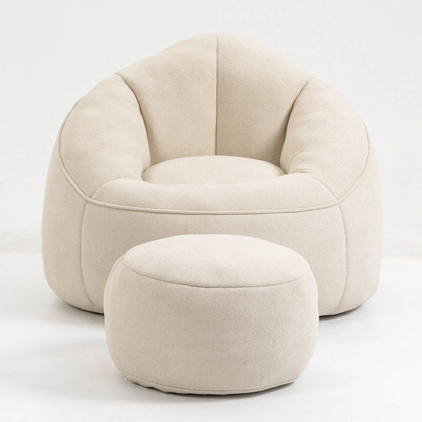 Bedding Bean Bag Sofa Chair with High-Pressure Foam and Footrest, Beige Microfiber – view 24
