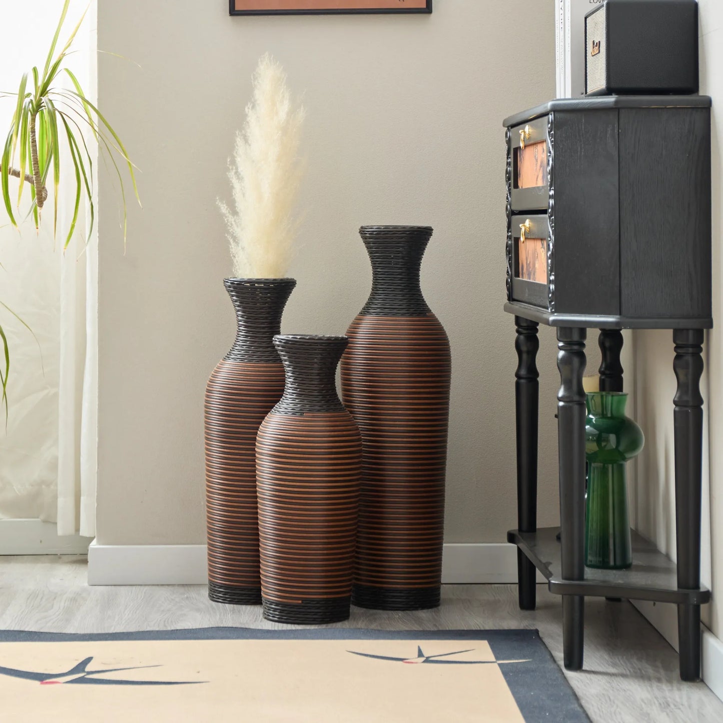 Desktop Vase, Brown Decorative Floor Vase, Classic and Neat Floor Vase, High Independent Flower Stand, Artificial Vine Vase, PVC Floor Vase, Home – view 24