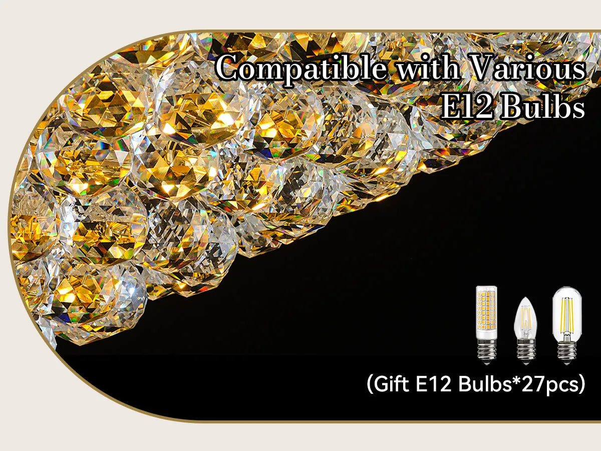 32-Inch Gold Crystal Chandelier, 27-Light French Empire Ceiling Light with LED Bulbs, Adjustable 59-Inch Chain, 3000K Warm Light, Ideal for Living – view 24