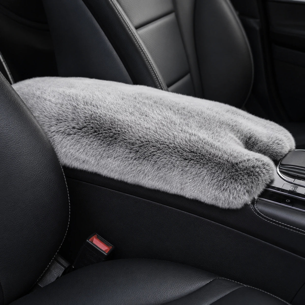 Genuine Rex Rabbit Fur Console Armrest Pad - Universal Style
