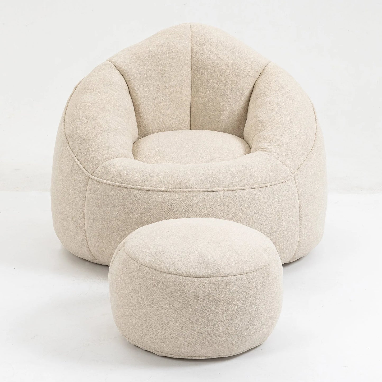 Bedding Bean Bag Sofa Chair with High-Pressure Foam and Footrest, Beige Microfiber – view 25