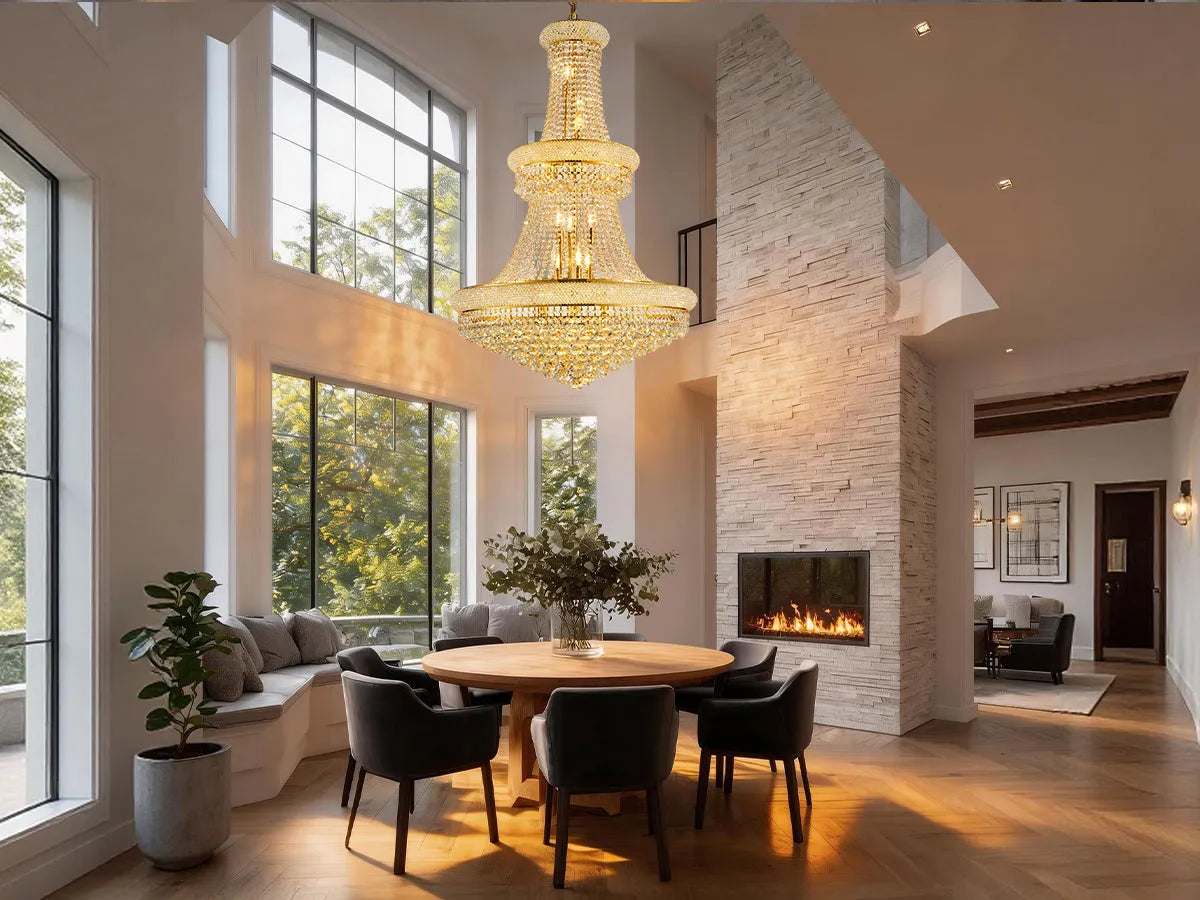 32-Inch Gold Crystal Chandelier, 27-Light French Empire Ceiling Light with LED Bulbs, Adjustable 59-Inch Chain, 3000K Warm Light, Ideal for Living – view 25