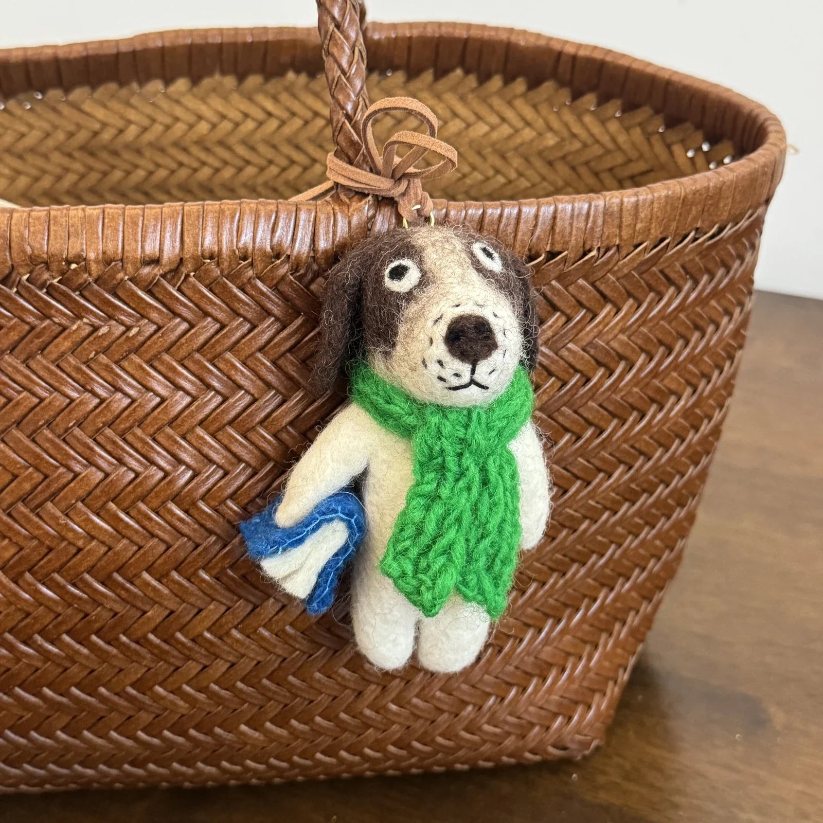 book loving puppy handmade wool felt bag charm