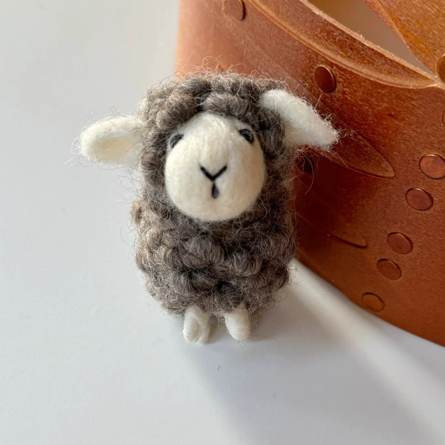 Four-Legged Gray Lamb handmade wool felt bag charm and keychain