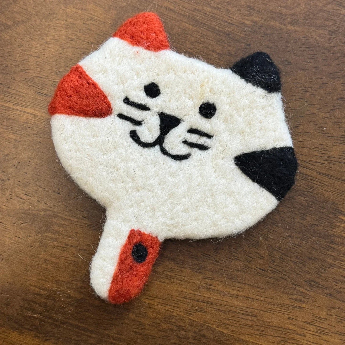 Handmade Cat Tail 14x12 cm Wool Felt Coaster