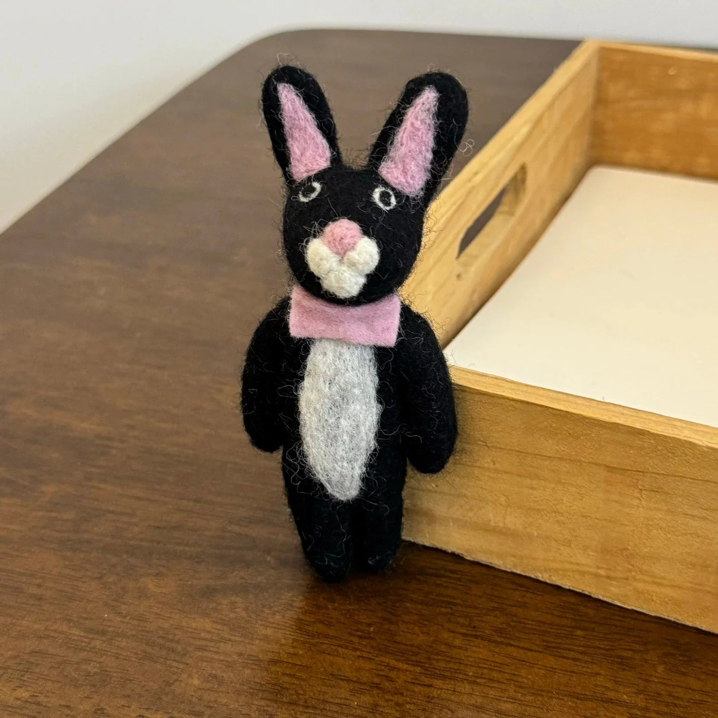 Black Rabbit handmade wool felt bag charm and keychain