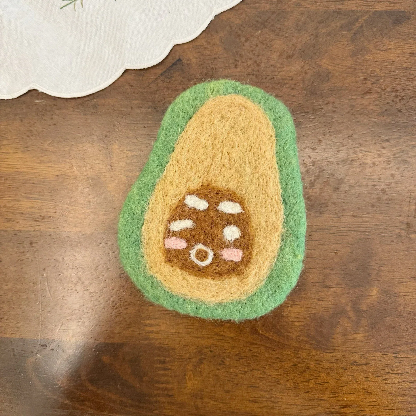 Handmade avocado 13x10 cm wool felt coaster