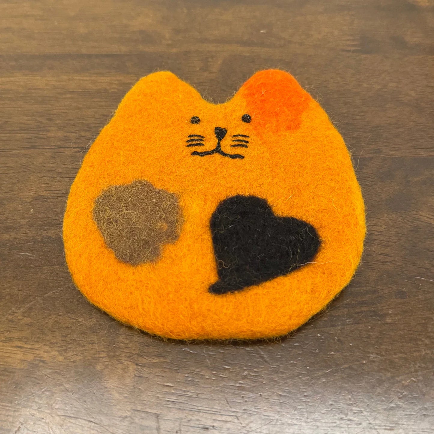 Handmade Orange Cat 13 cm Wool Felt Coaster