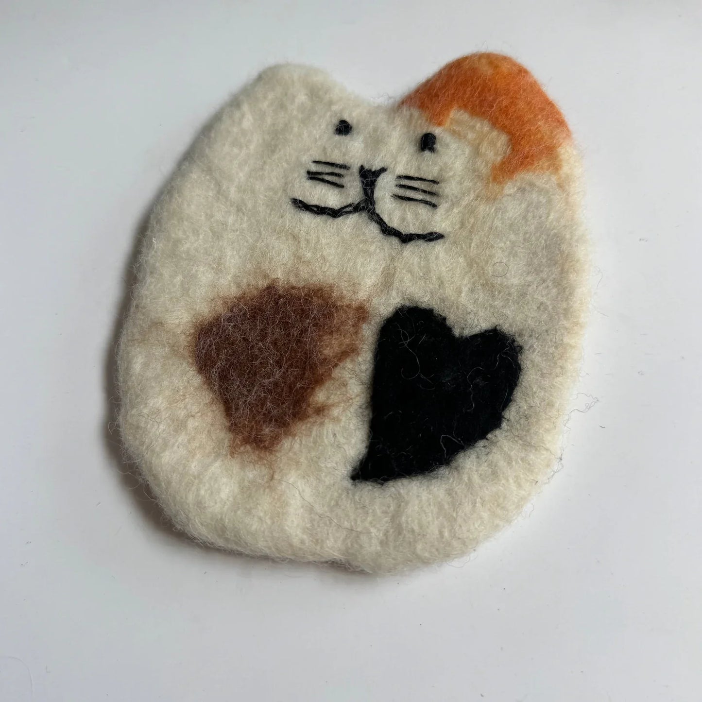 Handmade Heart Cat 11x13 cm Wool Felt Coaster