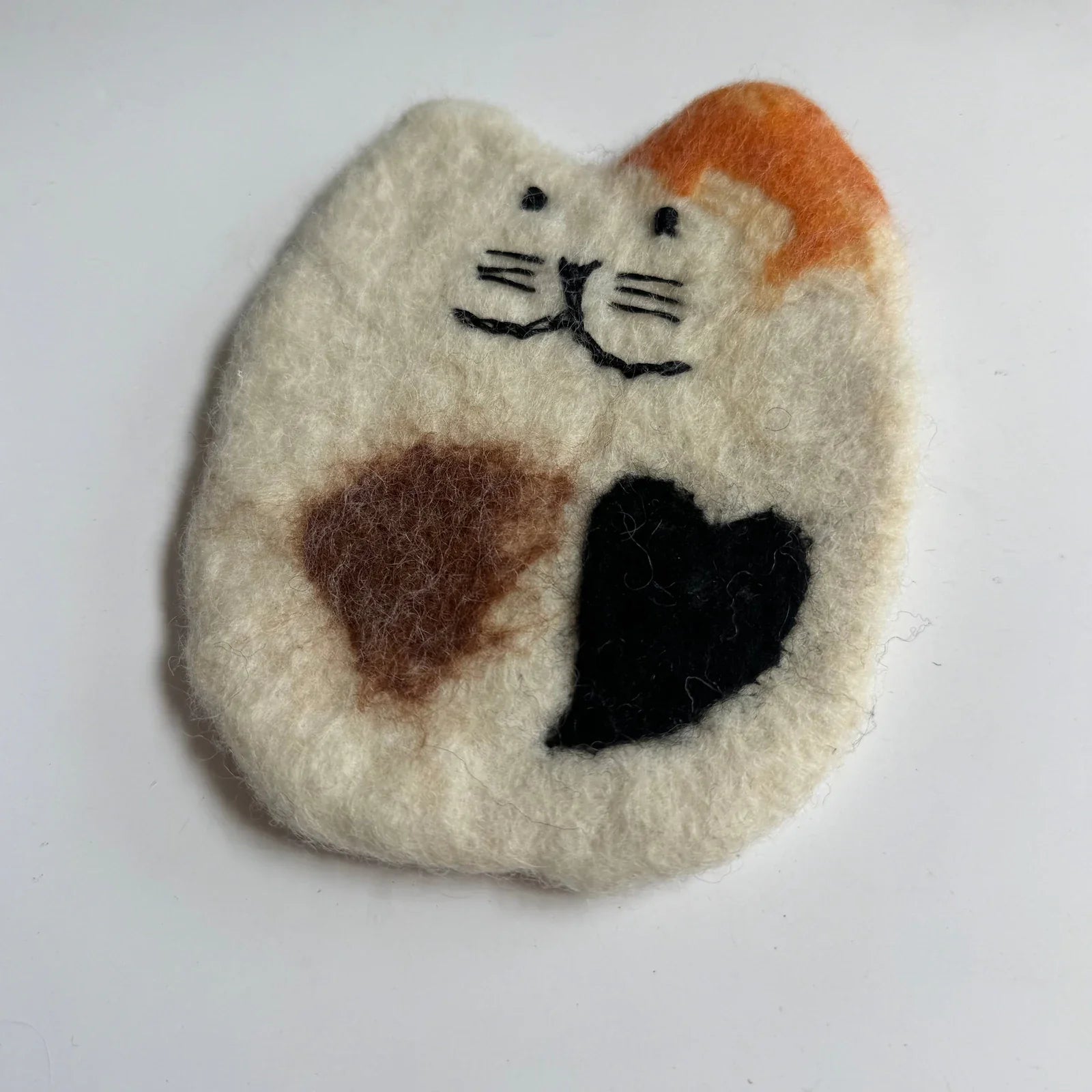 Handmade Heart Cat 11x13 cm Wool Felt Coaster