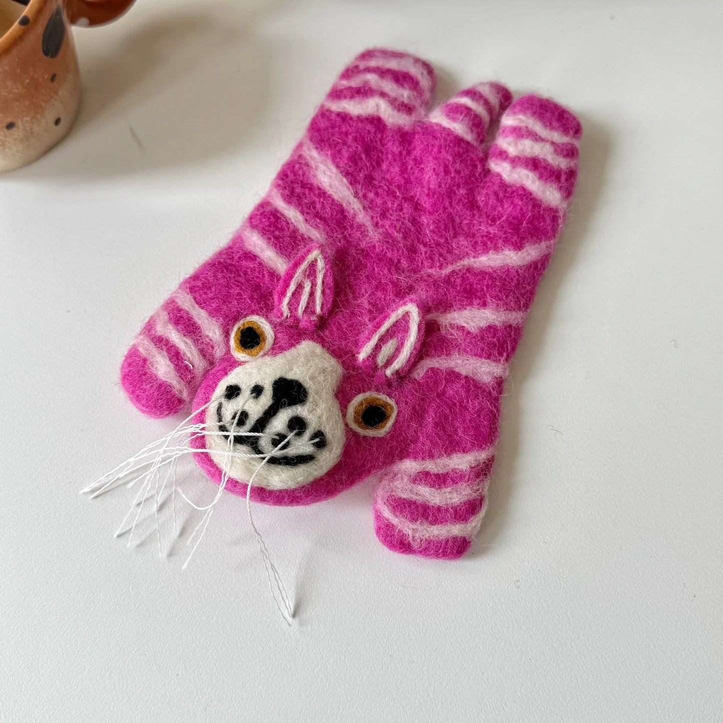 Handmade Purple Cat 18x11 cm Wool Felt Coaster