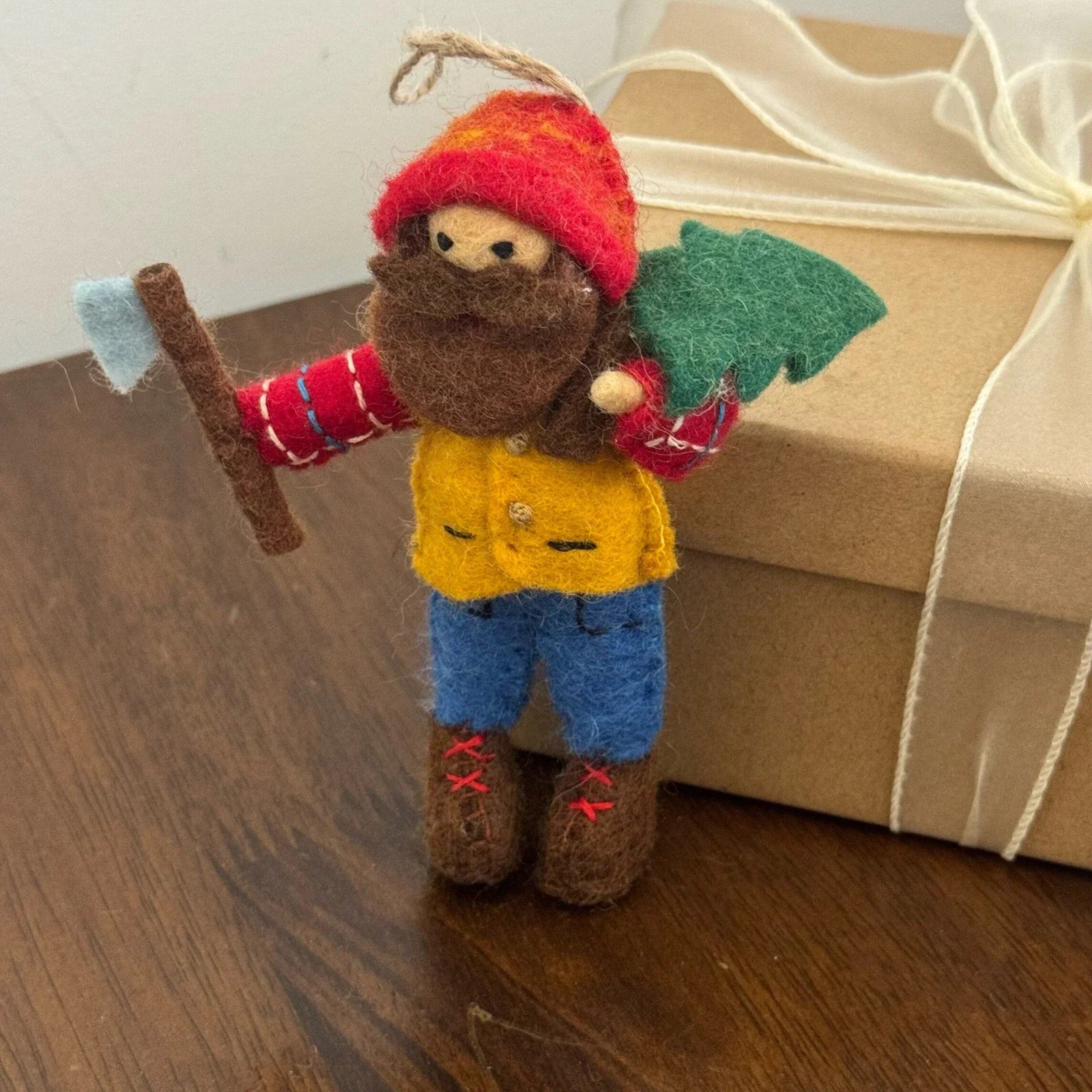 Lumberjack handmade wool felt bag charm and keychain