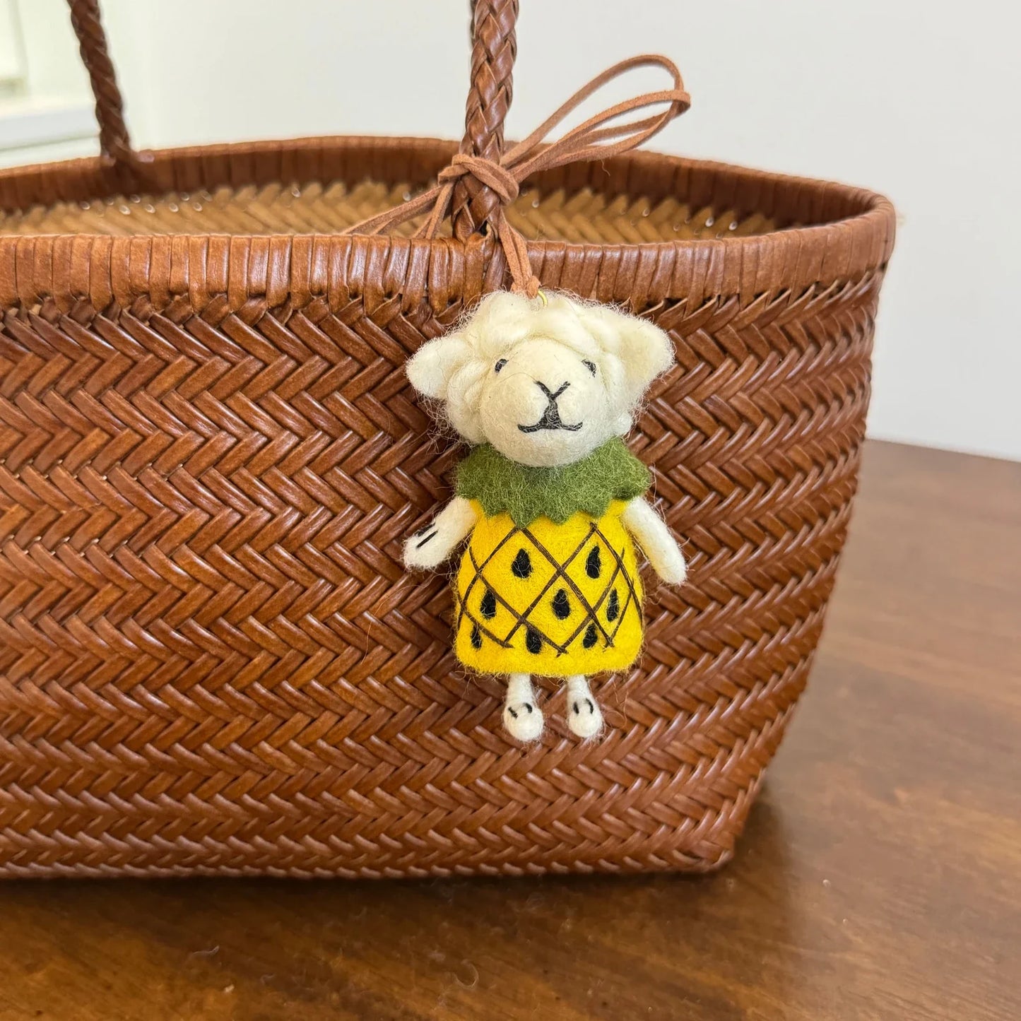 Handmade wool felt sheep bag charm – pineapple sheep
