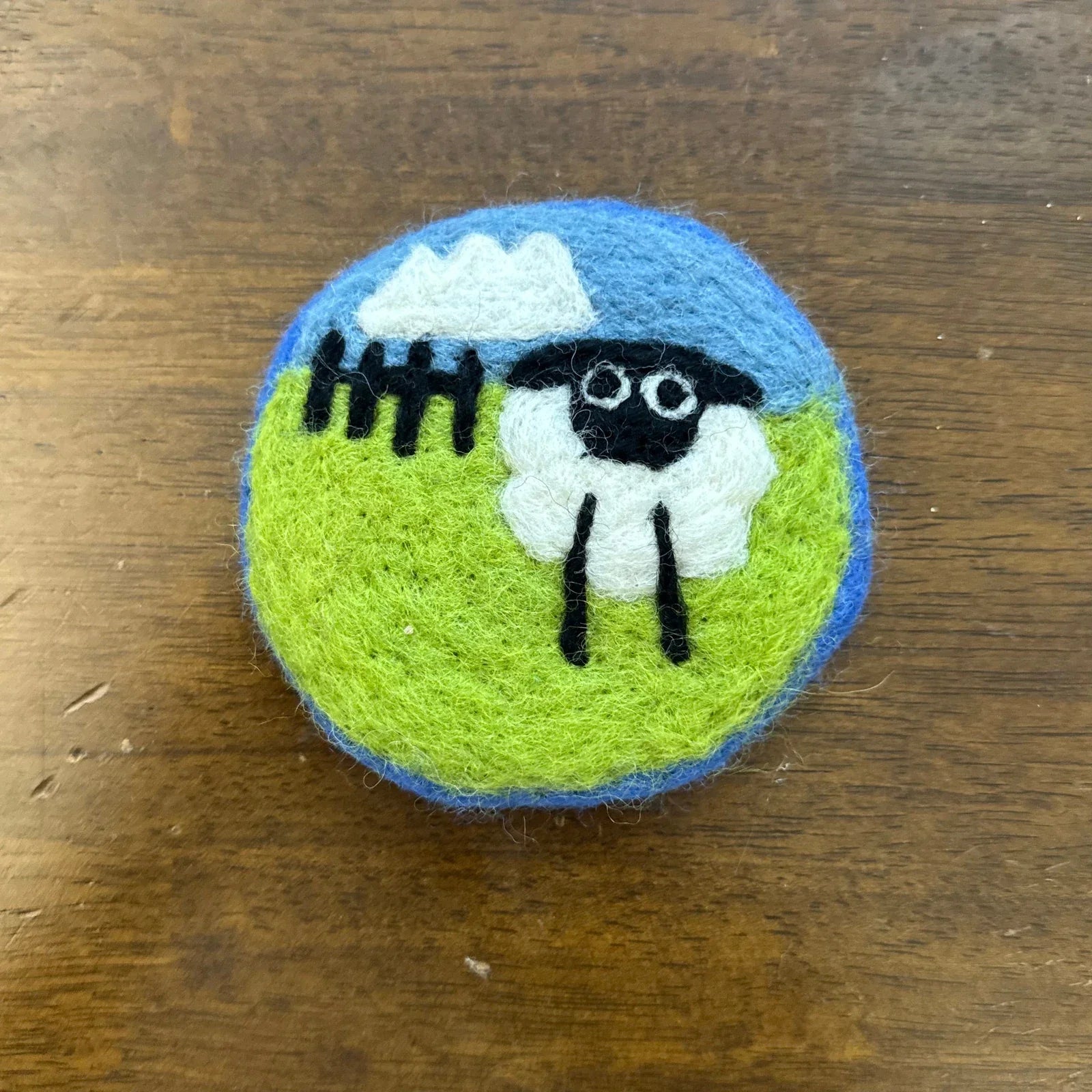 Handmade Blue Sheep Design Wool Felt Coaster