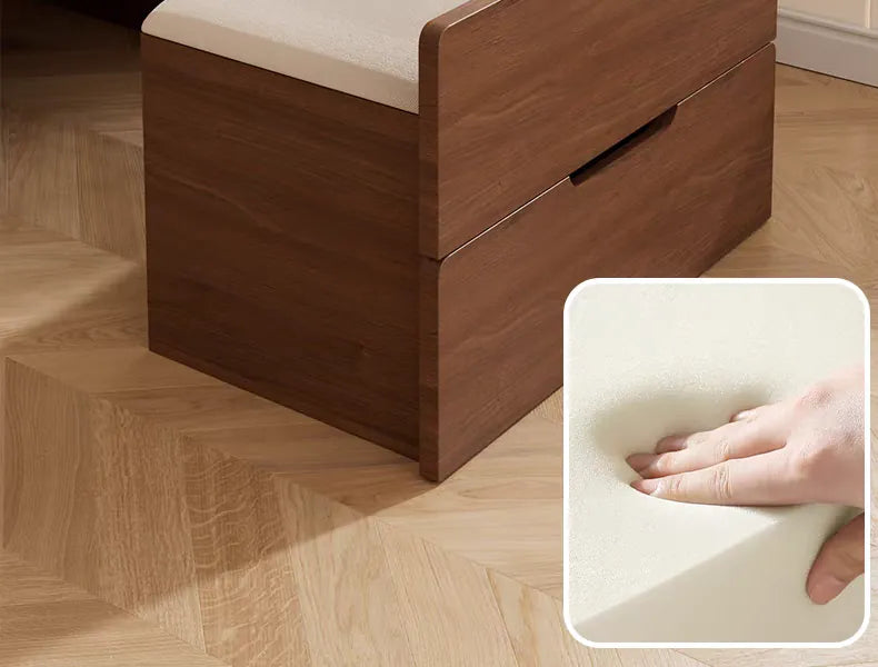 Compact Flip-Top Makeup Vanity with Lighted Mirror and Glass Desktop – 48 cm / Walnut – view 11