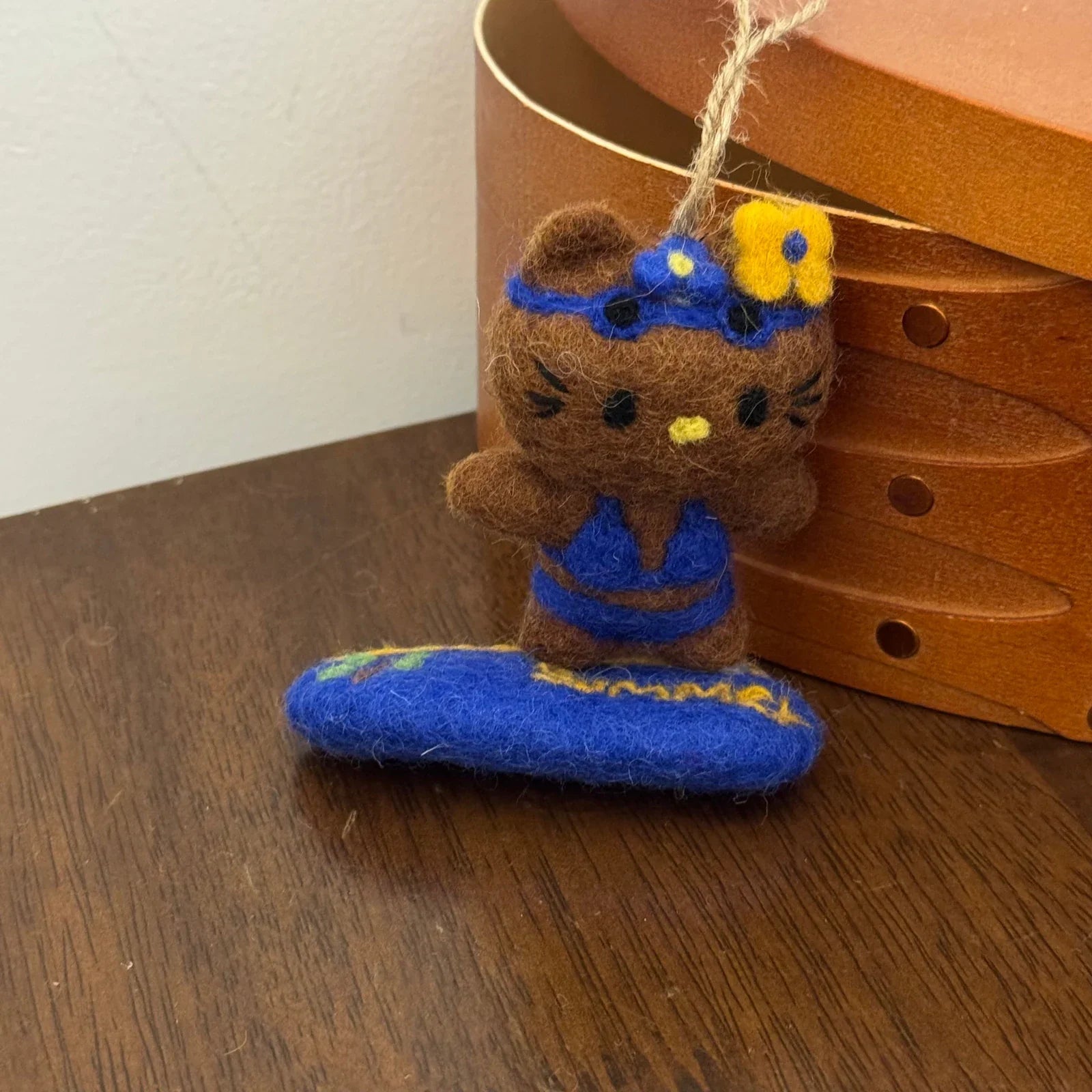 Dinosaur handmade wool felt bag charm and keychain