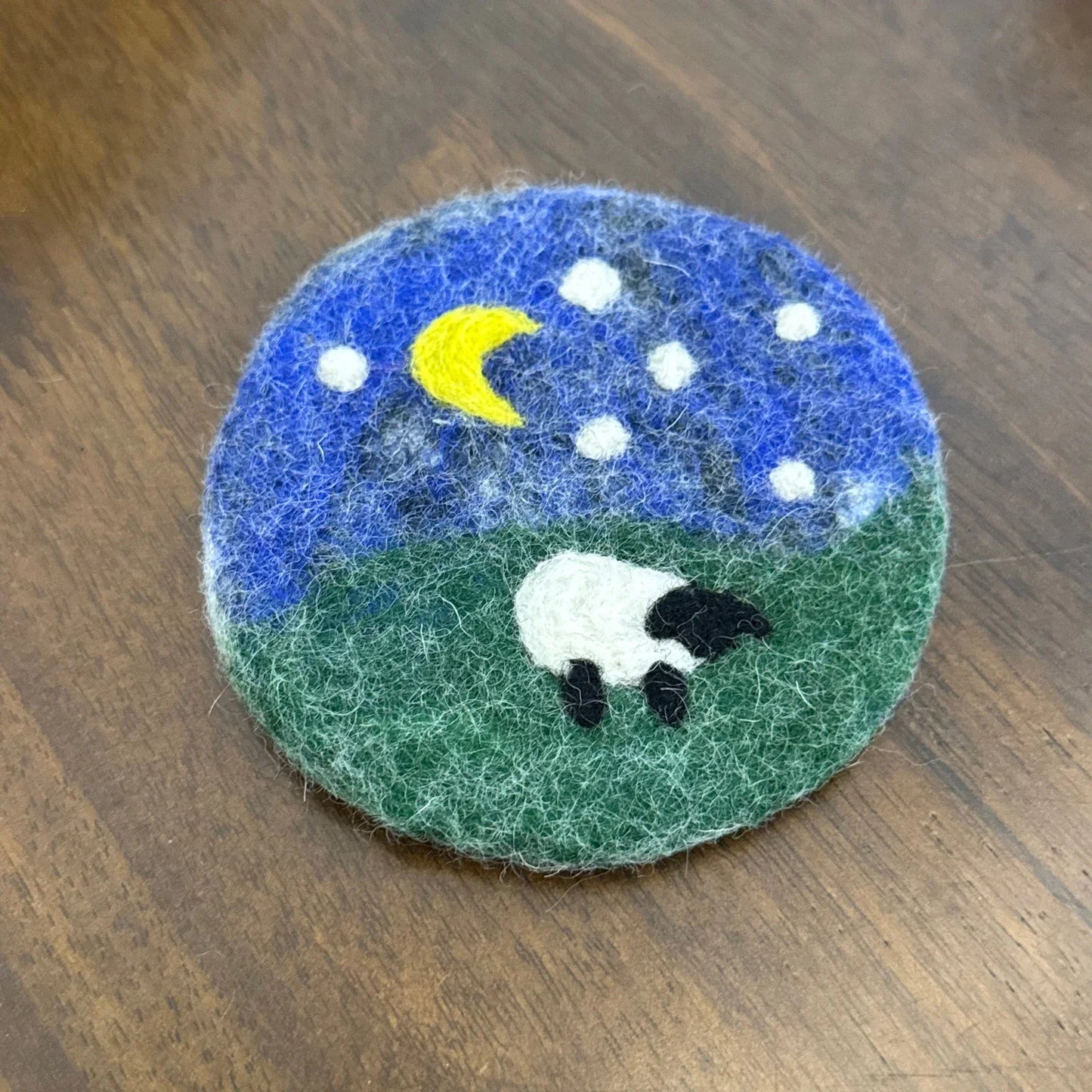 Handmade Sheep Starry Sky 10 cm Wool Felt Coaster