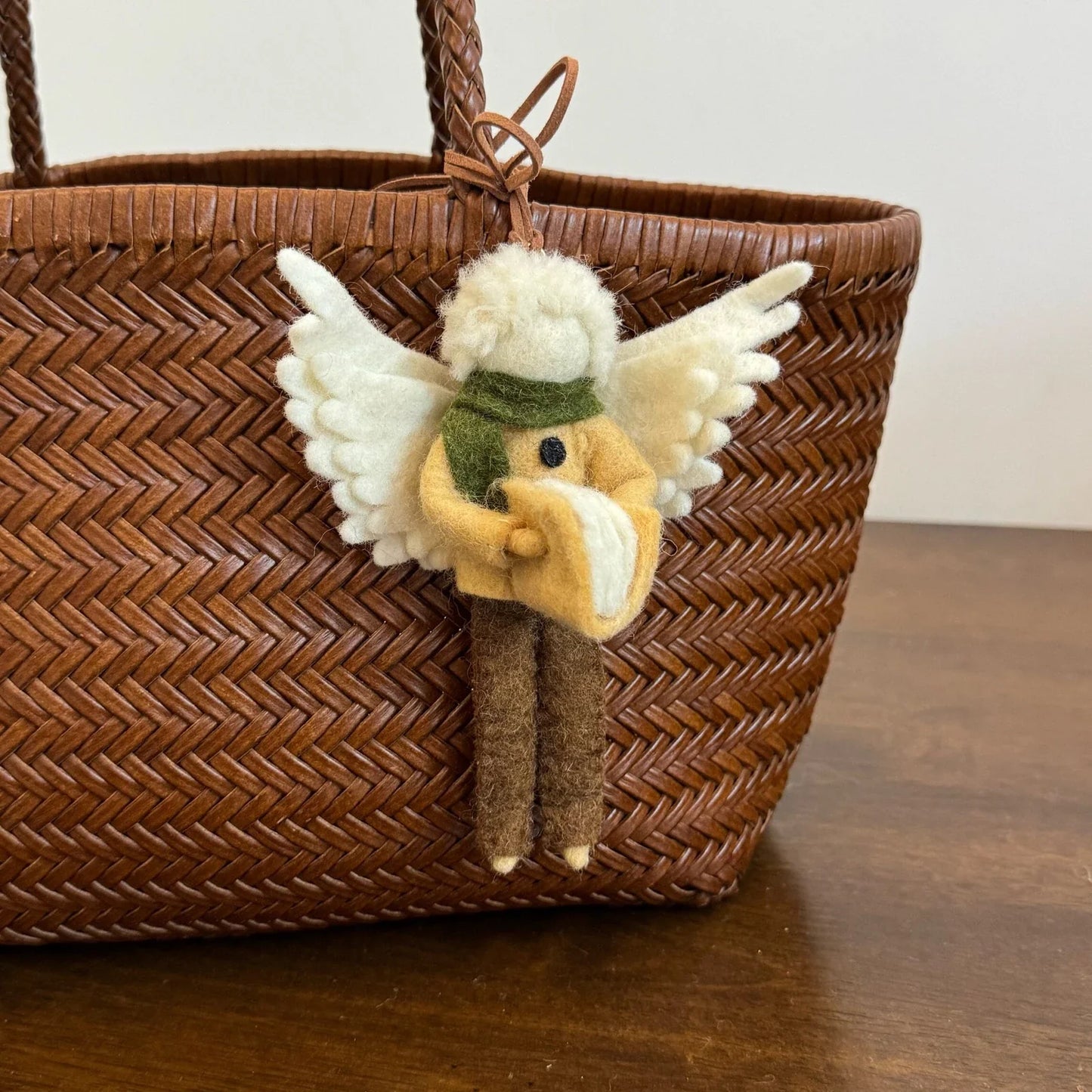 book angel handmade wool felt bag charm