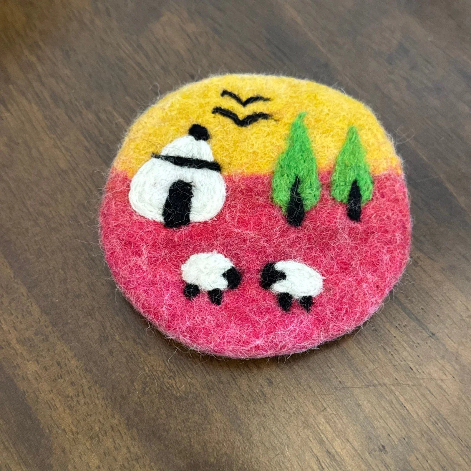 Handmade Colorful Sky 10 cm Wool Felt Coaster
