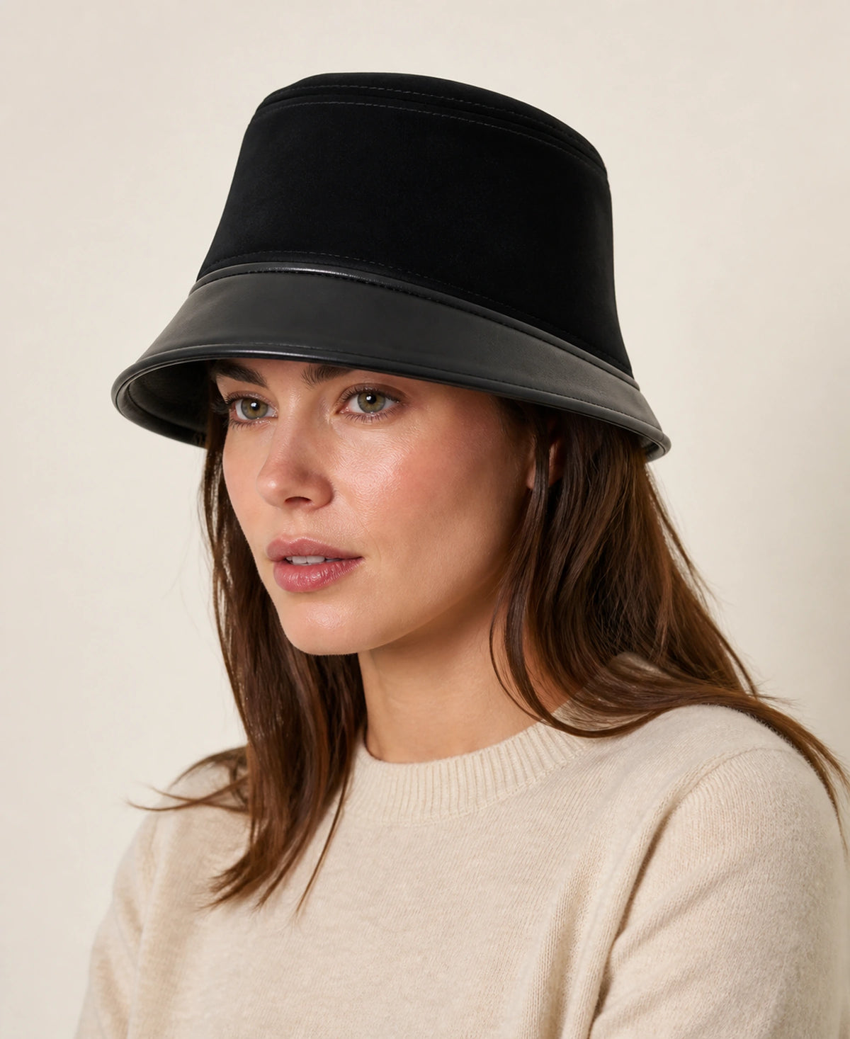 Women's Adjustable Short-Brim Bucket Hat – Finish: Black on-model lifestyle image