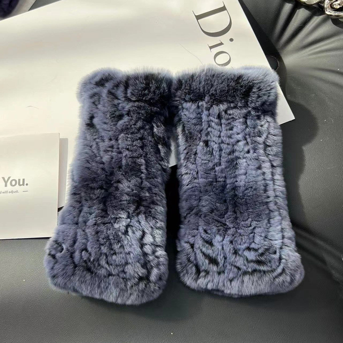 Real otter rabbit fur gloves cute thickened double-sided fur gloves real hair half-fingered elastic gloves