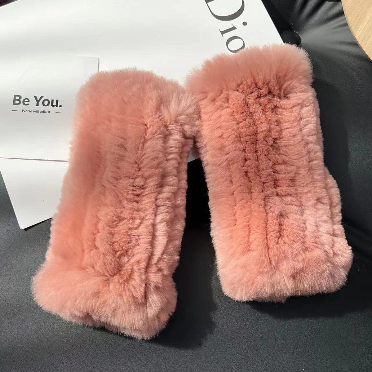 Real otter rabbit fur gloves cute thickened double-sided fur gloves real hair half-fingered elastic gloves