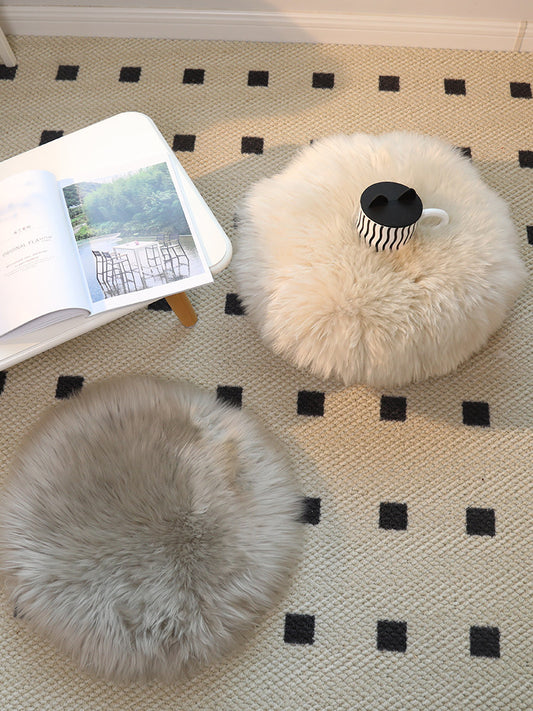 Factory direct sale pure shearling chair cushion round cushion futon wool cushion computer chair cushion long hair thickened dining chair