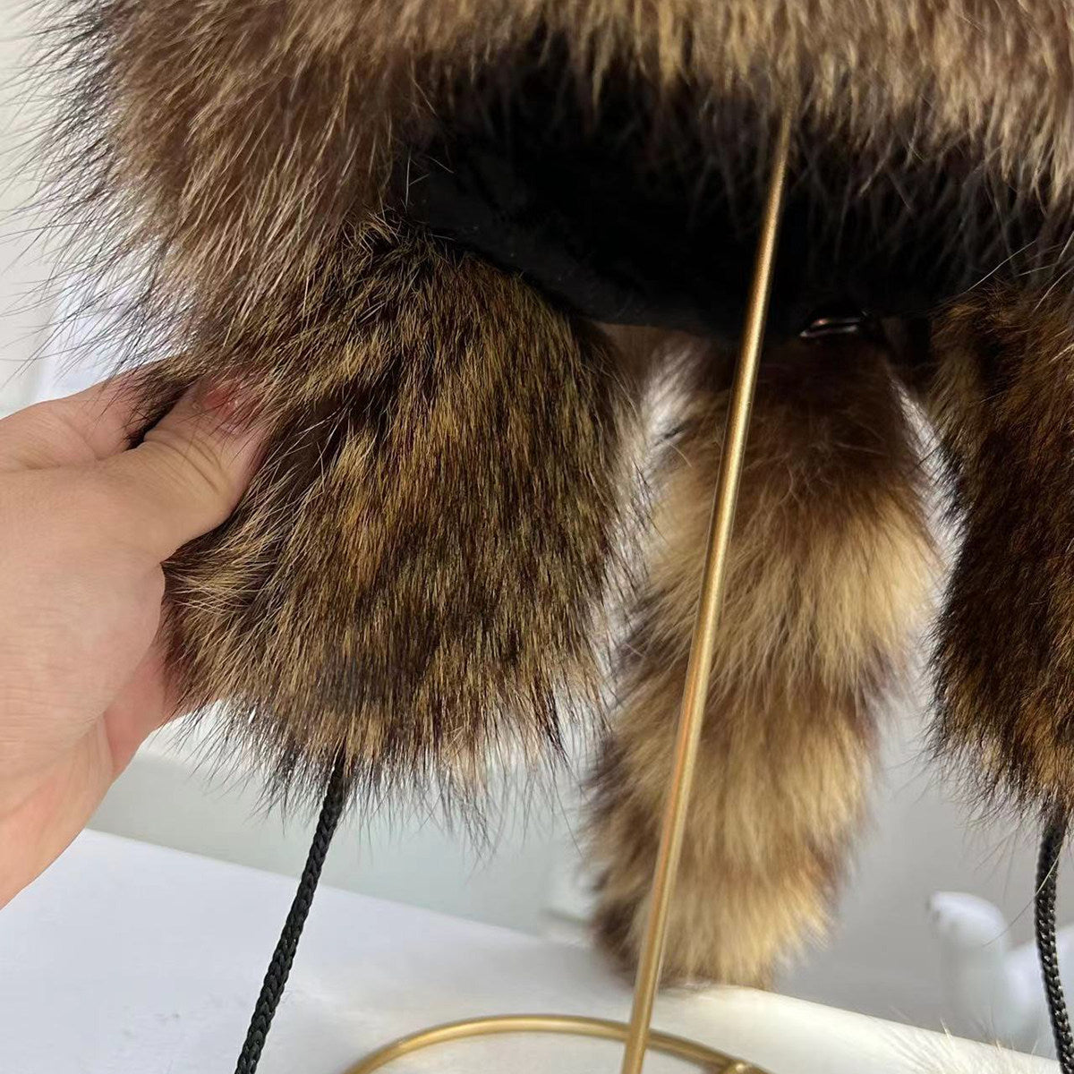 Little raccoon ear protection hat American raccoon fur Lei Feng overlord hat winter warm boys and girls adult fur hat