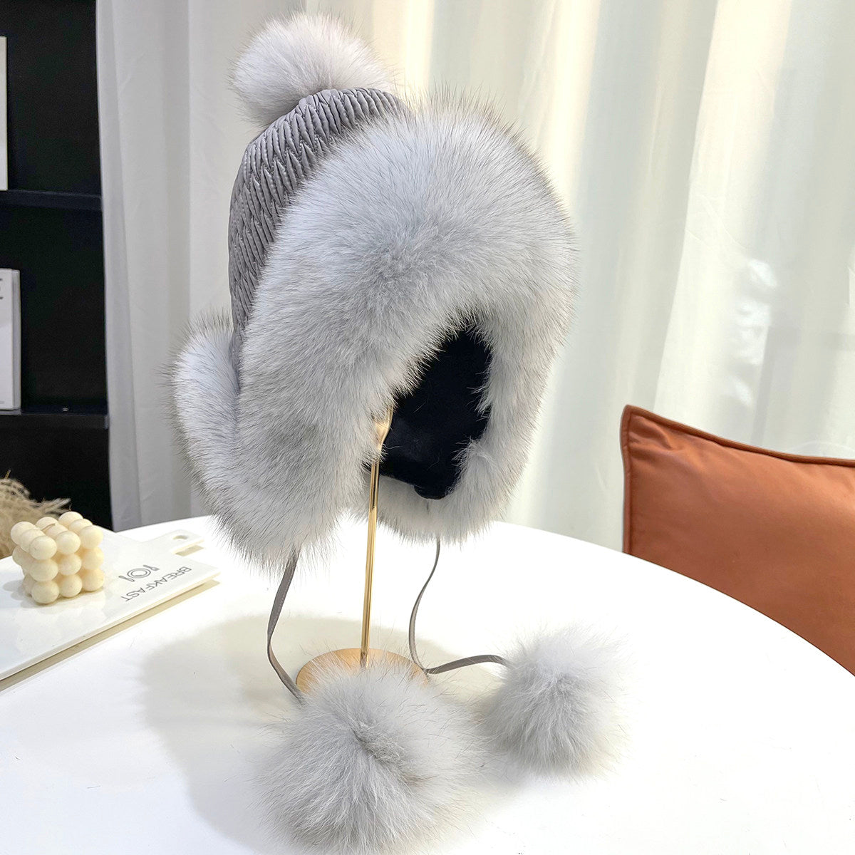 Winter new fox fur hat Lei Feng hat wool sweet and cute plus velvet warm ear protection women's hat real wool
