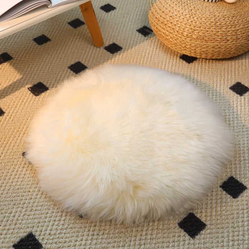 Factory direct sale pure shearling chair cushion round cushion futon wool cushion computer chair cushion long hair thickened dining chair