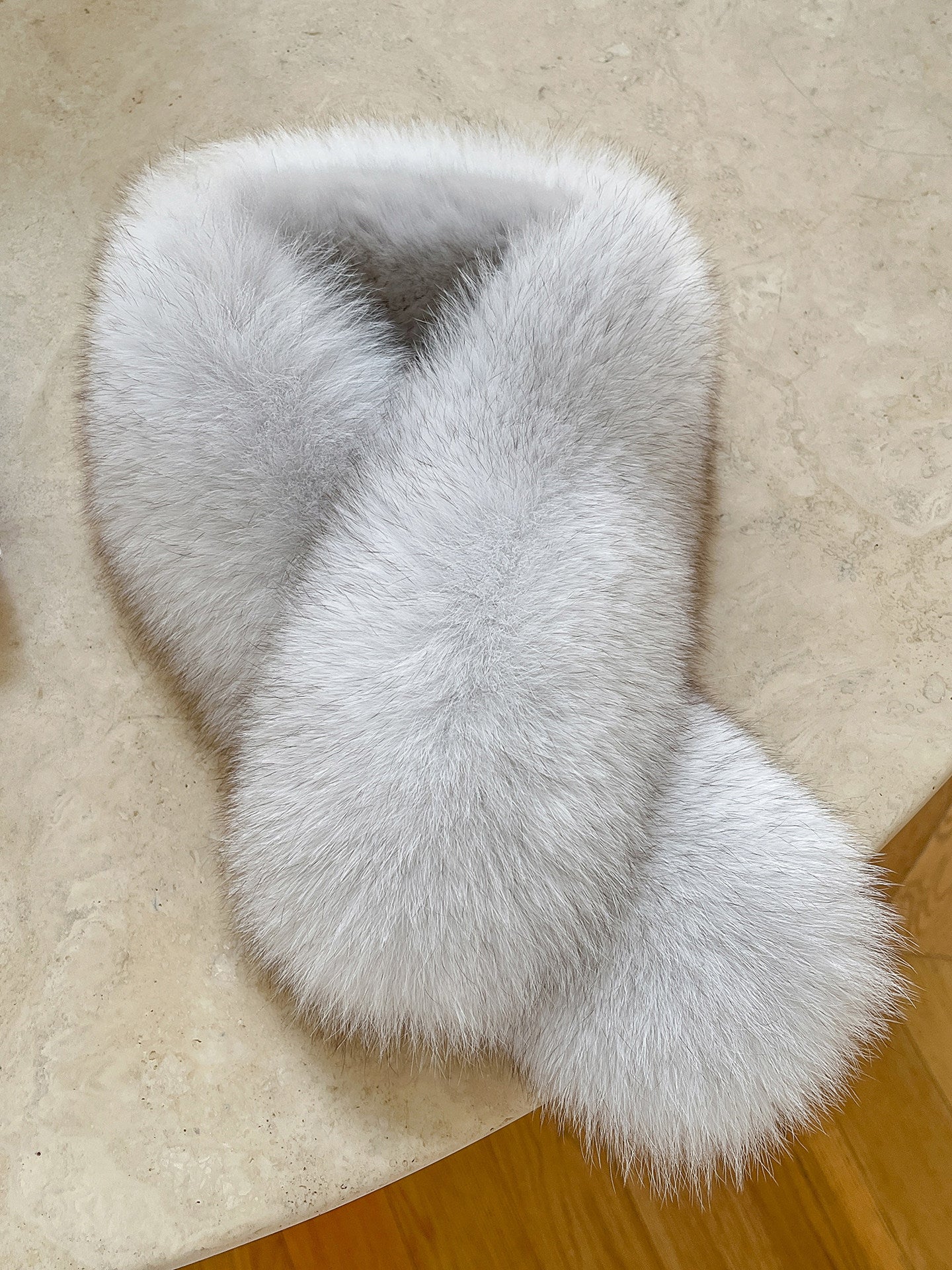 Natural Blue Fox pull-through winter scarf