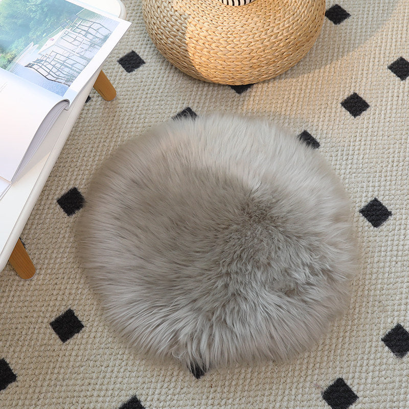 Factory direct sale pure shearling chair cushion round cushion futon wool cushion computer chair cushion long hair thickened dining chair