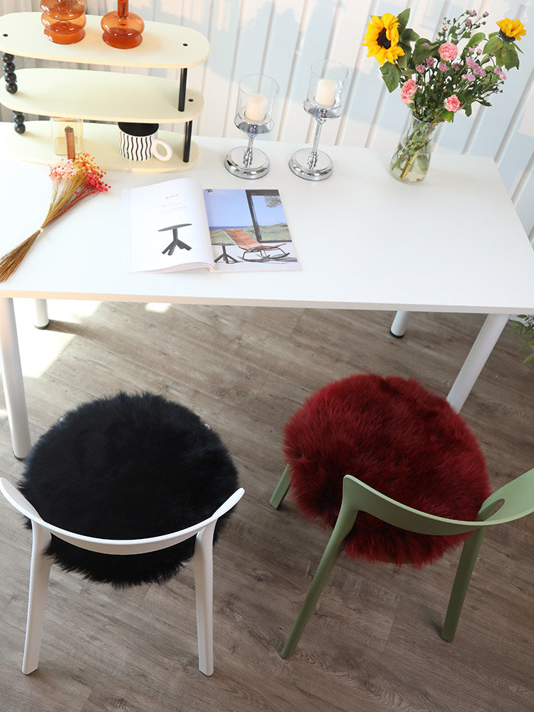 Factory direct sale pure shearling chair cushion round cushion futon wool cushion computer chair cushion long hair thickened dining chair