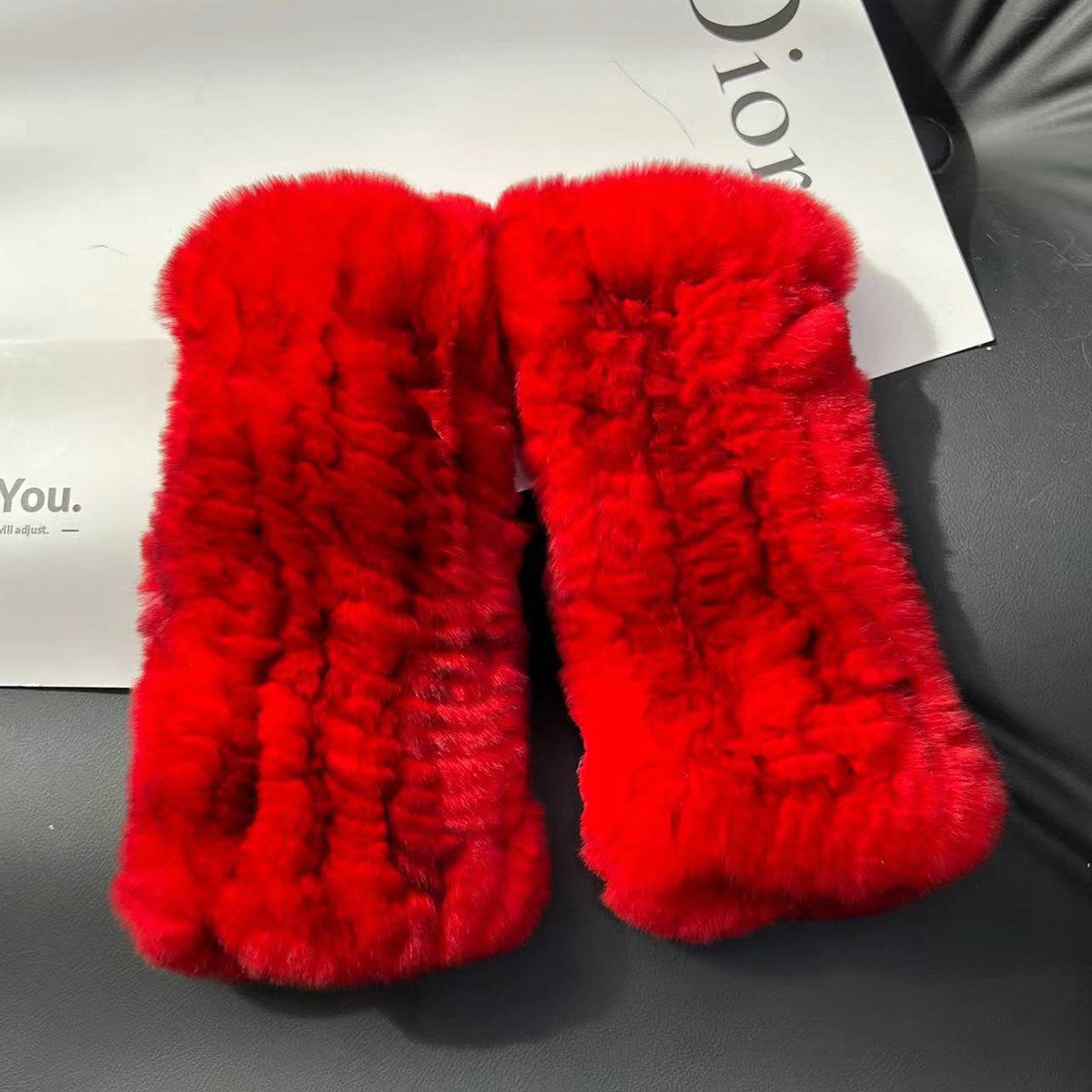 Real otter rabbit fur gloves cute thickened double-sided fur gloves real hair half-fingered elastic gloves