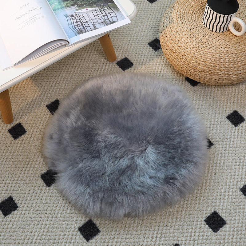 Factory direct sale pure shearling chair cushion round cushion futon wool cushion computer chair cushion long hair thickened dining chair
