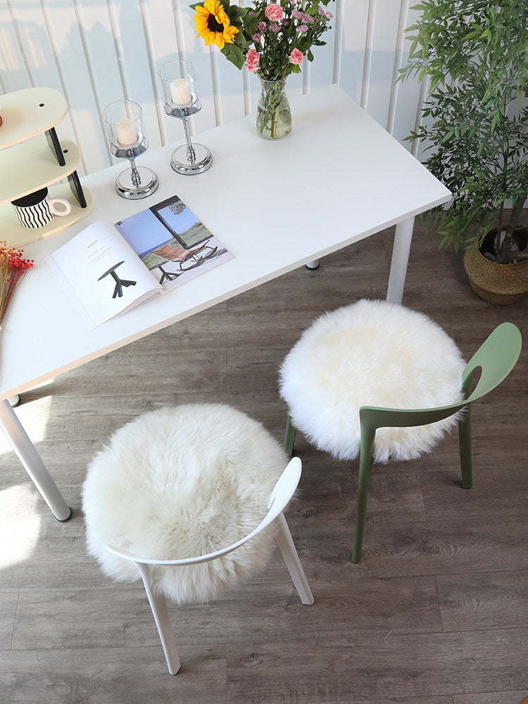 Factory direct sale pure shearling chair cushion round cushion futon wool cushion computer chair cushion long hair thickened dining chair